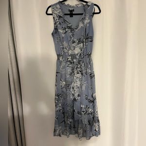 Floral Blue Sleeveless Dress
